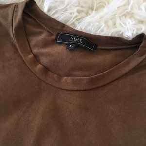 Light brown faux suede pencil dress